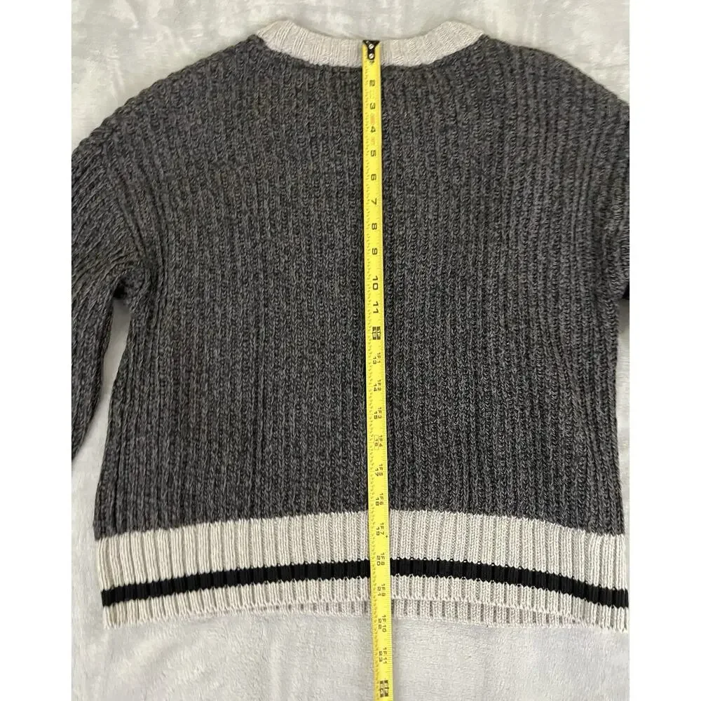 Roots Cabin Womens Oversize Size S Sweater Cozy Chunky Knit Gray Crew Pullover - Picture 8 of 8